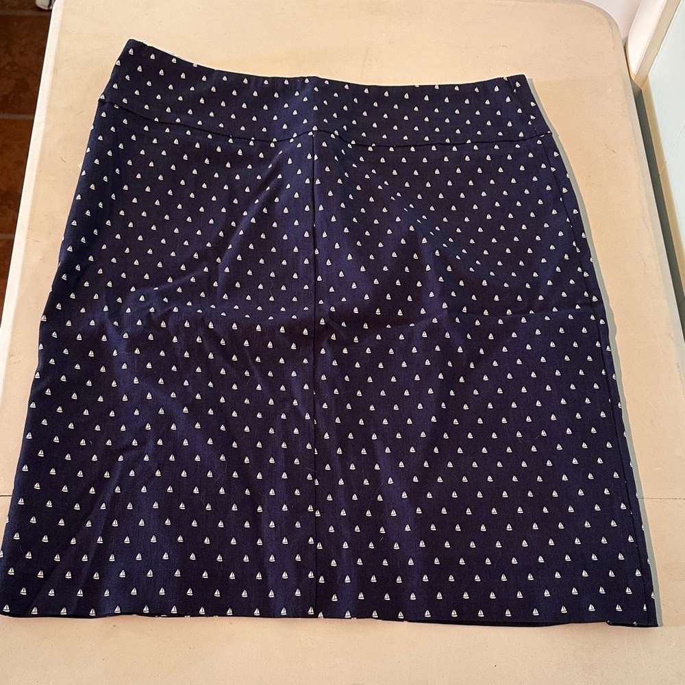 Margaret M Dark Blue Midi Skirt with Sailboat Pattern - Picture 6 of 9